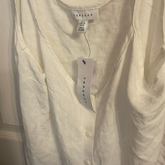 NWT TopShop Polly Tie -Front Button up crop top camisole size 10 - Picture 3 of 6